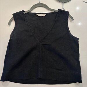 Elizabeth Suzann Polly Linen Tank - Black XS